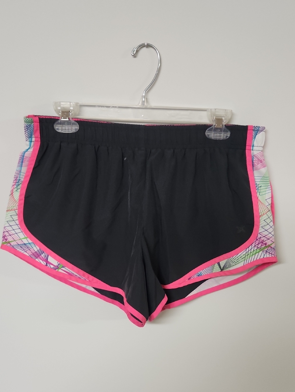 Xersion Grey Athletic Shorts with Pink Trim and Multicolor Side Panels